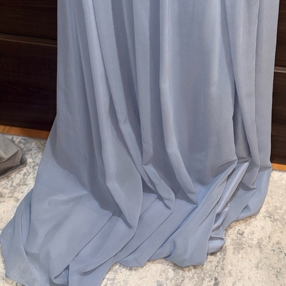 🎄⚡️ONE DAY SALE!!!! 
AZAZIE ALIA  Dusty Blue A-Line Pleated Chiffon Dress - Picture 5 of 11